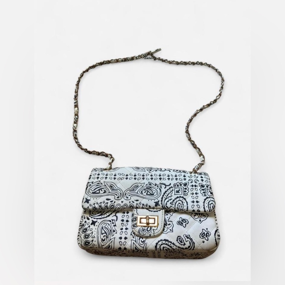 White Black Patterned Women's Bag